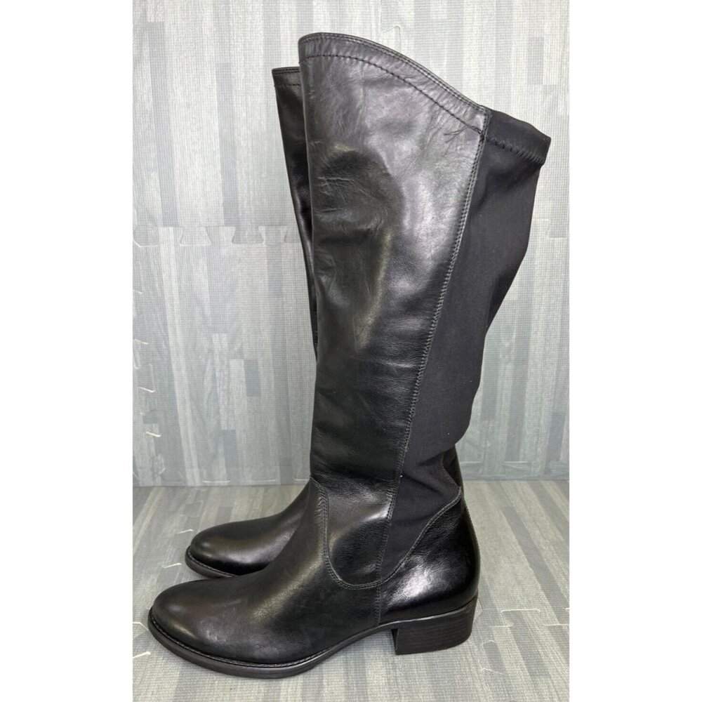 Paul Green Knee High Boots Women's Size 7M Black Pull-On Leather
